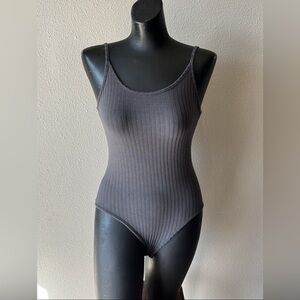 Out From Under Charcoal Grey Spaghetti Strap Bodysuit Size Small